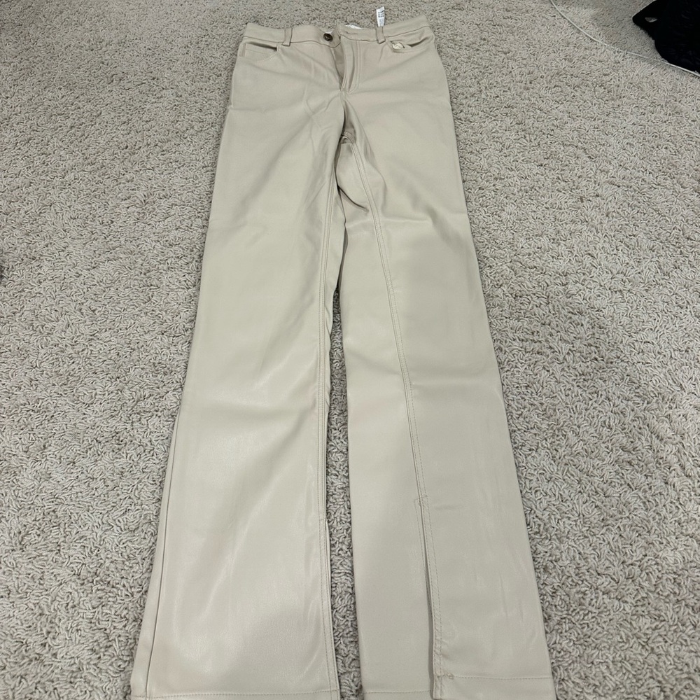 Beige Leather Pants